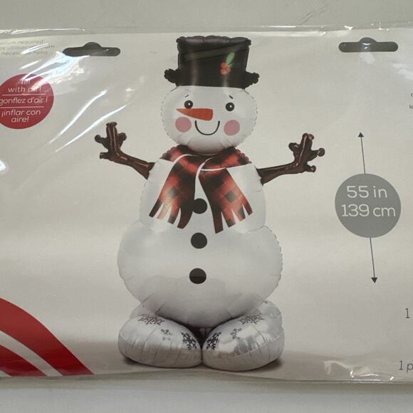 Christmas Snowman Airloonz Fill With Air Balloon‎ 55" NO HELIUM REQUIRED - Picture 9 of 9